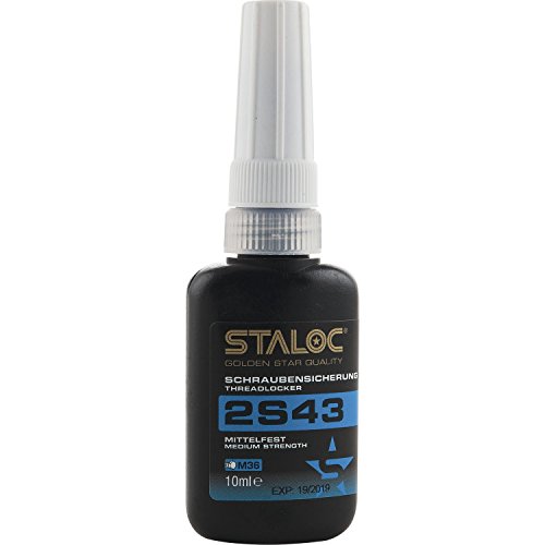 Adhesivo de bloqueo 2S43 de resistencia media, para tornillos de hasta M36, azul, 10 ml, por Staloc.