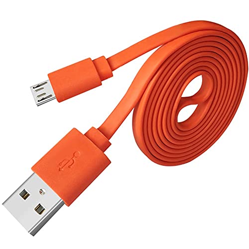 Adhiper-Micro USB Cable de repuesto para rápido cable plano Cable de alimentación Cable compatible con UE Boom 22AWG Android y JBL Flip 2 Flip 3 Flip 4 Speaker (1M/naranja)