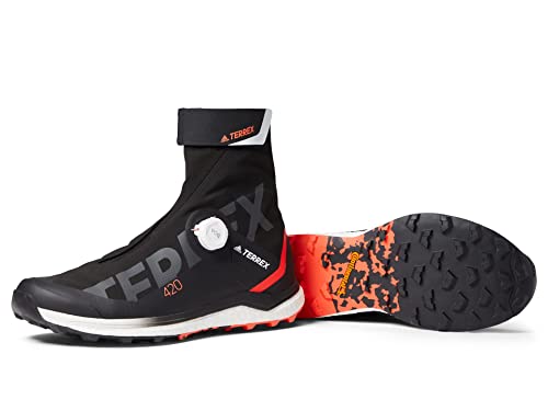 adidas Men's Terrex Agravic Tech Pro Trail Running Shoe, Core Black/Cloud White/Solar Red - 8.5 M US