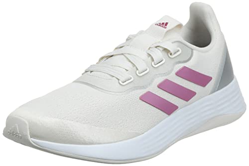 adidas QT Racer Sport, Sneaker Mujer, Chalk White/Cherry Metallic/Silver Metallic, 38 2/3 EU