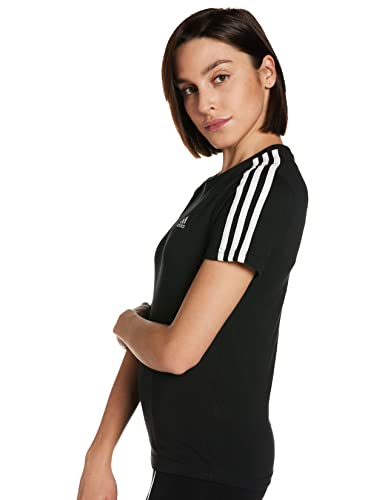 adidas W E Lin Slim T Camiseta de Manga Corta, Mujer, Negro (Black/White), L