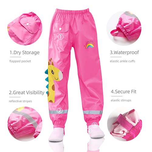 Adorel Pantalones Impermeables Reflector Bolsillo para Niño Jirafa 3-4 Años (Tamaño del Fabricante M)