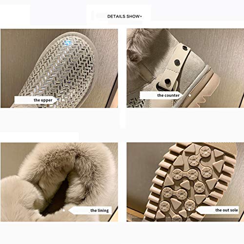 AELEGASN Botas De Invierno Mujer Botas De Nieve Diamante De Imitación Impermeable Botines Zapatos Fur Forro Aire Libre Boots,Blanco,40