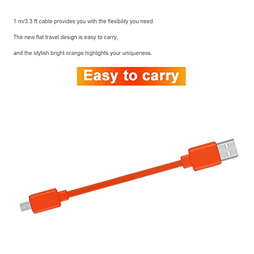 Aiivioll-Cargador rápido Micro USB de Repuesto, Cable Plano Compatible con JBL Flip 2 Flip 3 Flip 4 Altavoces Logitech UE Boom 22AWG teléfonos Android (1m/Naranja)