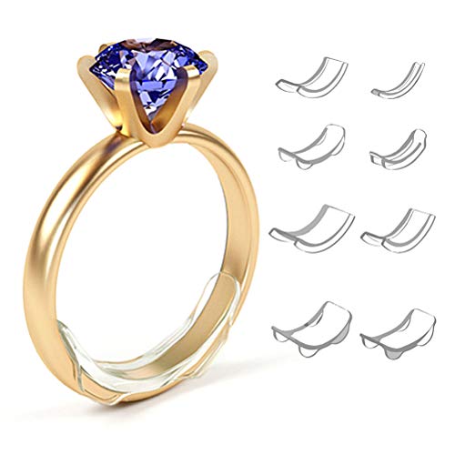 Ajustador de tamaño de anillo, 8 piezas de ajuste de tamaño de anillo de silicona transparente, reductor de tamaño de anillo Anillos invisibles Ajustador de tamaño de anillo de pieza para anillos