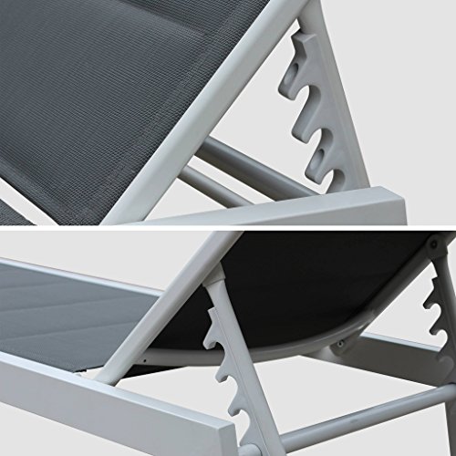 Alice's Garden - Tumbona de Aluminio Blanco y textileno Gris, reclinable 6 Posiciones | Solis