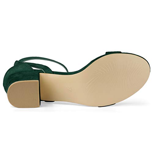 Allegra K Sandalias de tacón bajo con correa al tobillo para mujer, color Verde, talla 39 EU