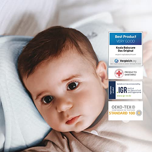 Almohada Plagiocefalia bebé de Lactancia Koala Babycare® de Memory Foam para Ayudar a prevenir y Tratar la plagiocefalia (Cabeza Plana) con Funda extraíble (con 2 Fundas de Almohada) - Azul