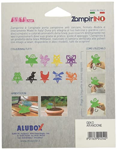 Alubox Zampirino - Porta Espiral antimosquitos para Plantar geco, Naranja, 0,05 x 12 x 13 cm