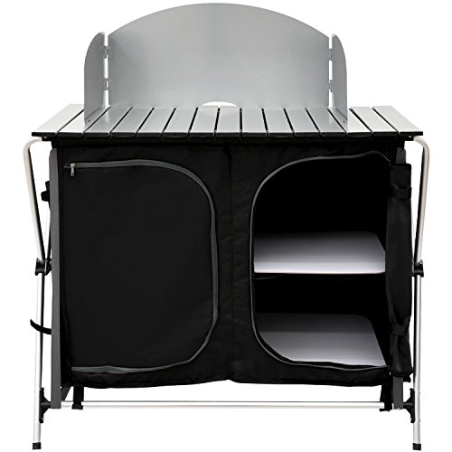 AMANKA Cocina de Camping con protección contra el Viento, 90 x 48 x 115 cm, 3 Compartimentos, Plegable, Armario de Cocina para Camping