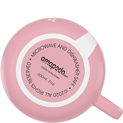 amapodo Taza de café grande – Taza de porcelana con asa 600 ml – XXL oficina taza café – Jumbo taza de café rosa – Idea de regalo para mujeres hombres
