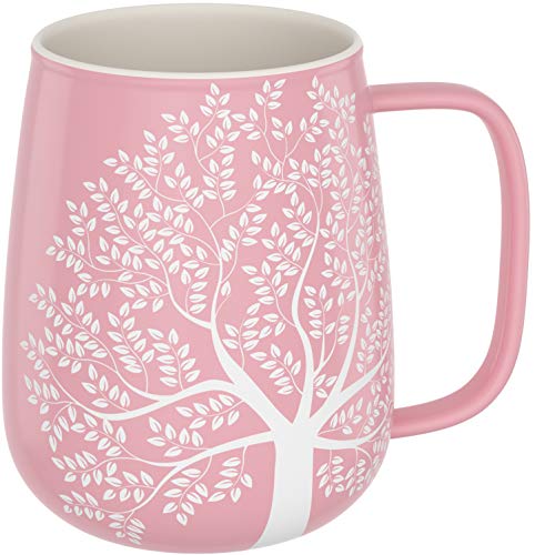 amapodo Taza de café grande – Taza de porcelana con asa 600 ml – XXL oficina taza café – Jumbo taza de café rosa – Idea de regalo para mujeres hombres