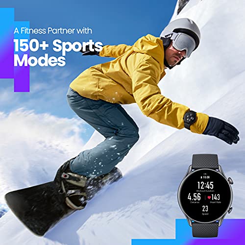 Amazfit GTR 3 Pro Smartwatch Deportivo Pantalla AMOLED de 1.45 "Frecuencia Cardíaca Sueño Estrés Monitorización de SpO2 150+ Modos Deportivos GPS Llamadas Bluetooth Control de Música Alexa Negro
