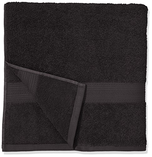 Amazon Basics - Juego de toallas (colores resistentes, 2 toallas de baño), color negro