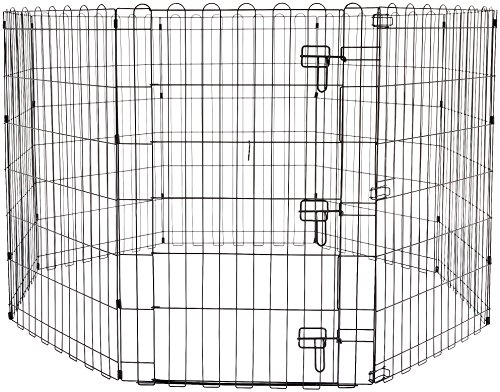Amazon Basics - Parque de juegos y ejercicios para mascotas, paneles de valla metálica, plegable, 152,4 x 152,4 x 91,4 cm