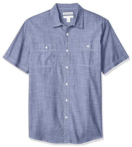 Amazon Essentials - Camisa de cambray de manga corta para hombre, Rinsed, US L (EU L)