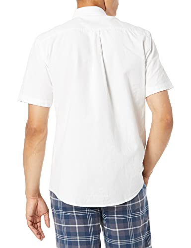 Amazon Essentials – Camisa Oxford de manga corta de corte recto para hombre, Blanco (White Whi), US L (EU L)
