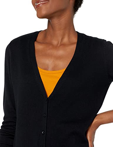 Amazon Essentials - Cárdigan ligero con cuello en V para mujer, Negro (Black Bla), US L (EU L-XL)