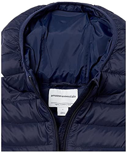 Amazon Essentials Lightweight Water-Resistant Packable Hooded Puffer Jacket Chaqueta, Azul Marino, 6-7 años