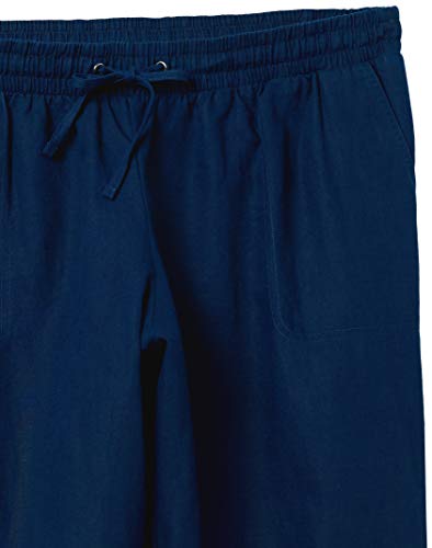 Amazon Essentials Pantalón de Pierna Ancha con cordón de Mezcla de Lino, Talla Casuales, Azul Oscuro, XXL Grande