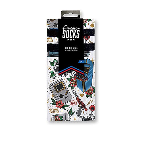 American Socks Game Over - Mid High S/M - Calcetines de deporte para hombre y mujer, Calcetines de Crossfit, Calcetines de Padel, Calcetines de Running, Calcetines de Ciclismo, Bici y Skate.