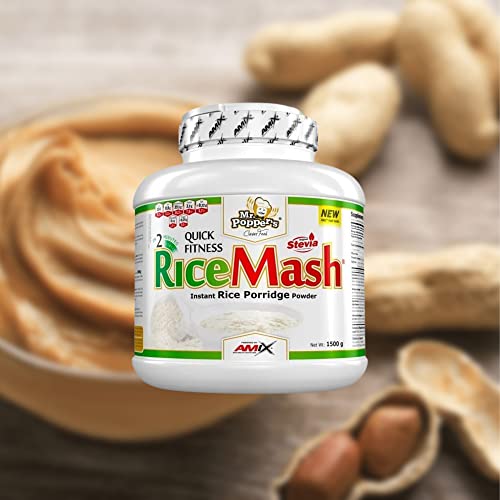 AMIX - Suplemento Alimenticio - RiceMash en Formato de 1,5 kilos - Gran Aporte Nutritivo y Saciante - Contenido Rico en Carbohidratos - Sabor a Crema de Cacahuete