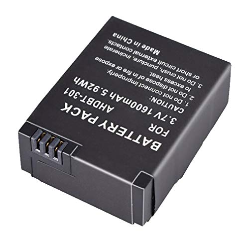 amsahr BT-GPRAHD201-301 - Cámara Digital de Repuesto y batería de videocámara para GoPro Hero AHDBT-201/GoPro Hero 3+/AHDBT-301 AHDBT-201, Color Gris