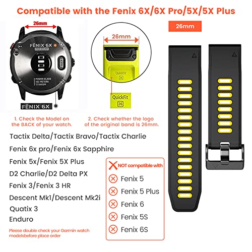 ANBEST Pulsera de Silicona Compatible con Fenix 7X/Fenix 6X Pro/Fenix 5X Correa, 26mm Pulsera de Repuesto Liberación Rápida para Fenix 5X Plus/Fenix 6X/Fenix 3/Fenix 3HR, 3-Pack