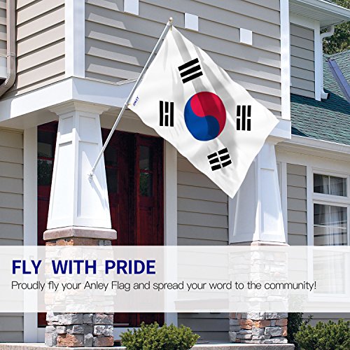 Anley Fly Breeze Bandera de Corea del Sur de 3x5 pies - Color vívido y Resistente a la decoloración UV - Encabezado de Lona y Doble Costura - Banderas Nacionales Coreanas S Poliéster con Arandelas