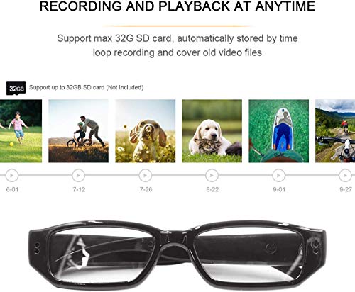 Anviker Full HD 1080p Mini cámara espía cámara Oculta,Gafas de vigilancia portátiles con 5Mega Pixeles-Eyewear Grabadora de vídeo videocámara DV grabadora de Voz+16GB Tarjeta de Memoria.