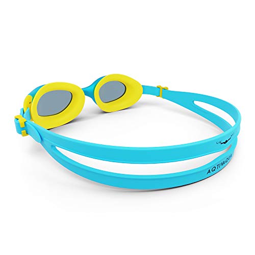AqtivAqua Gafas de natación para niños niño y niña (de 2 a 12 años) (Azul Claro/Amarillo)