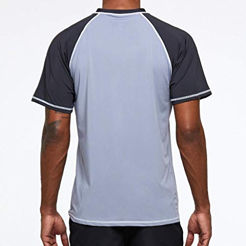 Arcweg Camiseta Hombres Mangas Cortas Rash Guard de Protección UPF 50＋Secado Rápido Deportes Acuáticos Surf Natación Verano Gris Claro y Oscuro XL(EU)