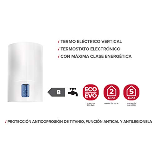 Ariston Termo Eléctrico Lydos Eco Blu, Capacidad 100 Litros, 230 V, 3201883, Fabricado para ser instalado en España
