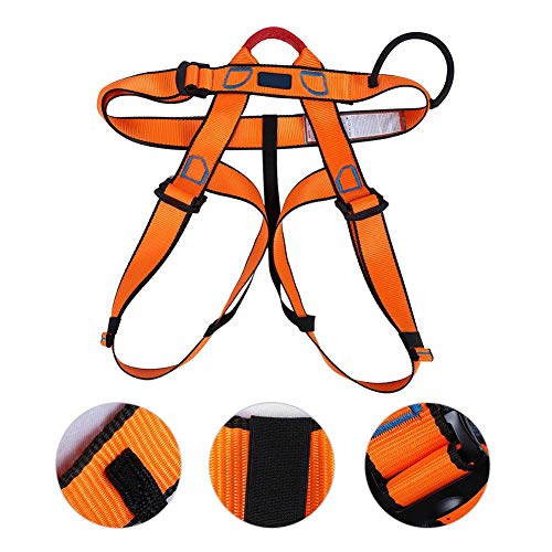Arnés de Seguridad de Escalada - Cinturones de Seguridad para Montañismo para Hombre Mujer - Arnés Anticaídas de Montaña Ajustable Multiusos(Orange)