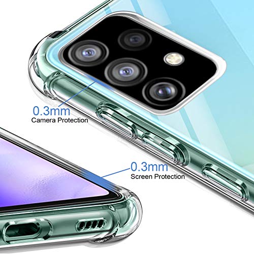 AROYI Funda Compatible con Samsung Galaxy A52s 5G / A52 5G & 4G, 2 Pack Cristal Templado y 2 Pack Lente de cámara, Carcasa Suave TPU Silicona Airbag Anti-Choque - Transparente