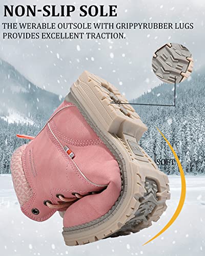ARRIGO BELLO Botas de Mujer Invierno Cálido Nieves Botines Exterior Bota Antideslizante Trekking Zapatos Tamaño 36-41 (Rosa-con pelaje cálido, numeric_38)