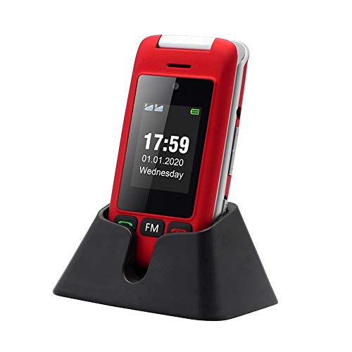 Artfone 2G Flip Big Button Teléfono móvil con Modo de Espera Largo y Pantalla Grande de 2.4"para Ancianos (Rojo)