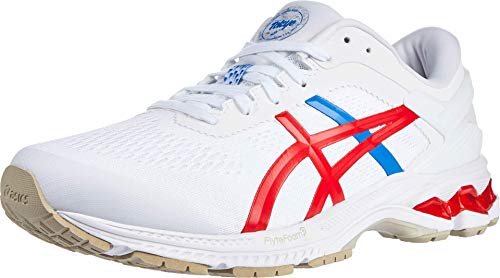 ASICS - Gel-Kayano 26 - Zapatillas de correr para hombre, Blanco (blanco, rojo (White/Classic Red)), 42.5 EU