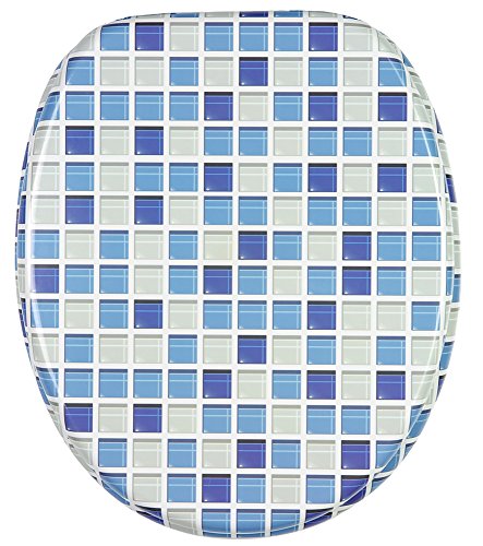 Asiento de inodoro, gran selección de atractivos asientos de inodoro con calidad superior y duradera de madera (Mosaico azul)