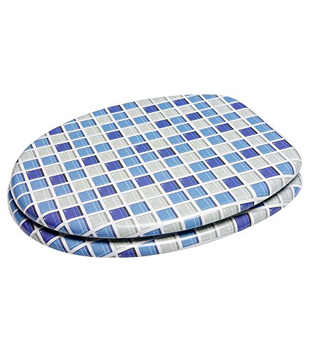 Asiento de inodoro, gran selección de atractivos asientos de inodoro con calidad superior y duradera de madera (Mosaico azul)
