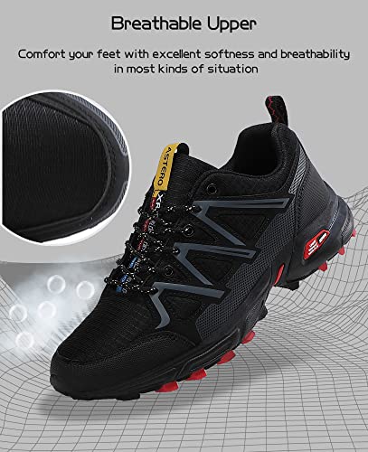 ASTERO Zapatillas Running Hombre Deporte Correr para Zapatos Trail Ligero Calzado Sneakers Deportivos Transpirable Trekking Montaña Talla 41-46(Todo Negro, Numeric_43)
