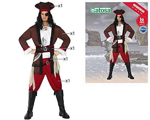 Atosa disfraz pirata hombre adulto marrón XL