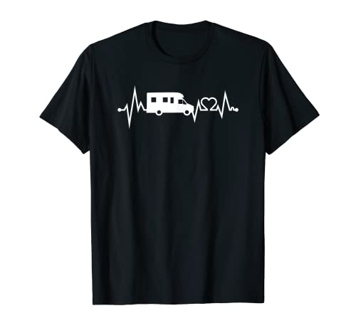 Autocaravana Heartbeat EKG Camper Camping Regalo divertido Camiseta