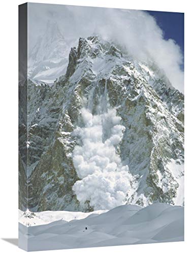 Avalanche cayendo de Gasherbrum, Baltoro Glacier, Karakoram, Pakistán-Lienzo artístico 16 x 24 Pulgadas