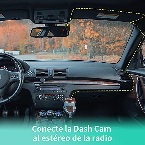 AWESAFE Cámara Coche WiF Dash CAM con 1080P HD, Cámara Vigilancia Coche para Radio Android,1 2 DIN, Admite Conexión por WiFi/USB |Sensor G|Grabación en Bucle|Visión Nocturna|Detección de Movimiento