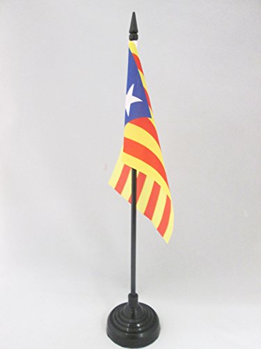 AZ FLAG Bandera de Mesa de CATALUÑA ESTELADA BLAVA 15x10cm - BANDERINA de DESPACHO CATALANA INDEPENDENTISTA – Catalunya 10 x 15 cm