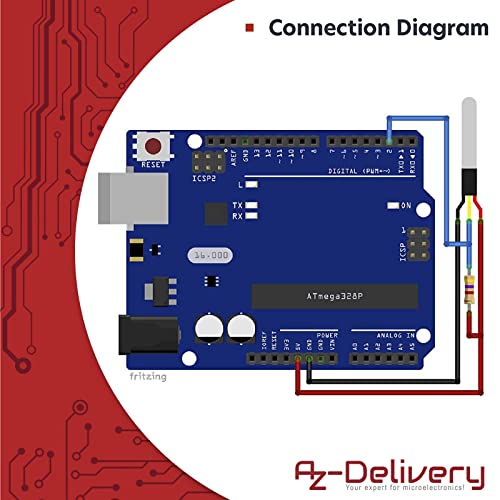AZDelivery 2 x 1m Cable DS18B20 Sensor de Temperatura Digital de Acero Inoxidable Resistente al Agua Compatible con Arduino y Raspberry Pi con E-Book Incluido!