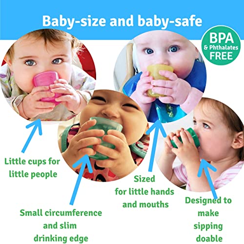 Babycup Primer Vaso - vaso aprendizaje bebe 4m+, Sippy cup abierto graduado y transparente, 100% biodegradable y reciclable, libre de BPA, capacidad de 50ml, set de 4, (multi)