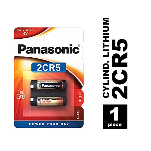 Batería de Litio cilíndrica de Larga duración Panasonic 2CR5, Ideal para detectores de Humo, Equipos fotográficos y de vídeo, 6 V, Pack de 1