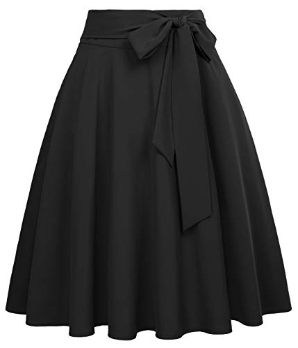 Belle Poque Faldas de Fiesta de té de Picnic con Meneo de una línea Pura para Mujer L Negro (561-1)